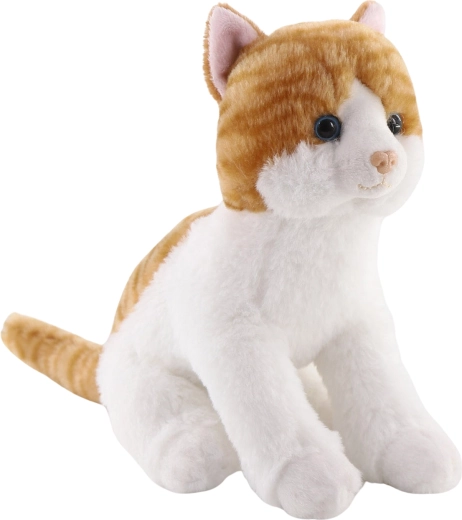 Gatita de peluche blanca y rojiza sentada 20 cm