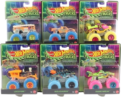 Hot Wheels Monster Trucks que brillan en la oscuridad