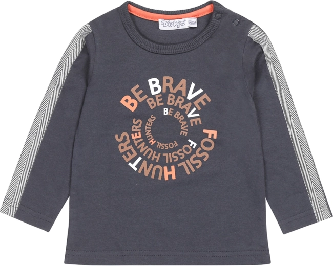 Camiseta de niño Dirkje de manga larga azul oscuro y naranja, talla 80