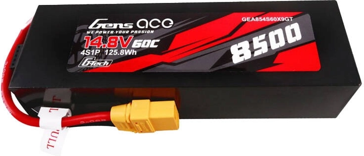 Batería LiPo Gens Ace G-Tech 8500 mAh 14,8 V 60C 4S con carcasa de policarbonato y conector XT90