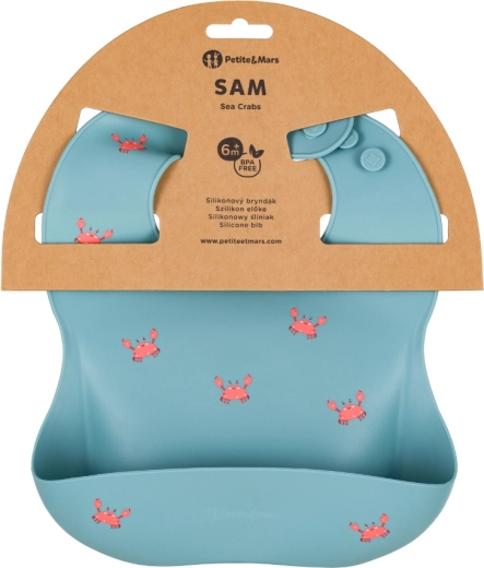 Babero de silicona Petite&Mars Take&Match sea crabs