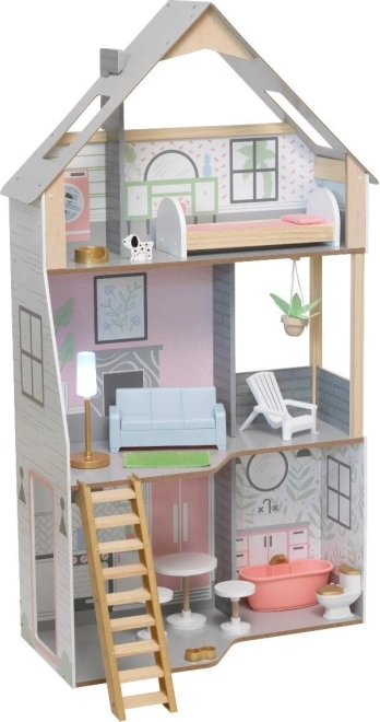 Casa de muñecas KidKraft Alina – casa de madera de tres plantas con muebles