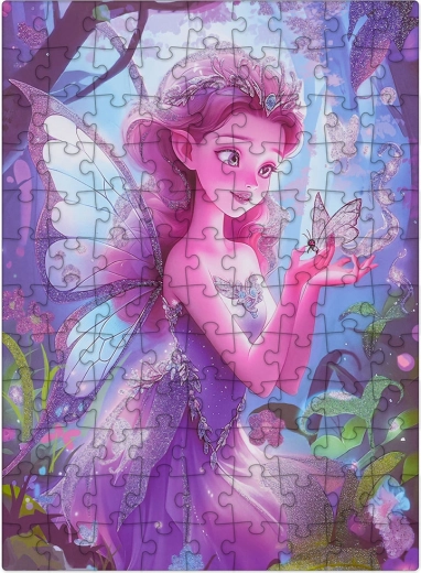 Puzzle con hada morada, 100 piezas