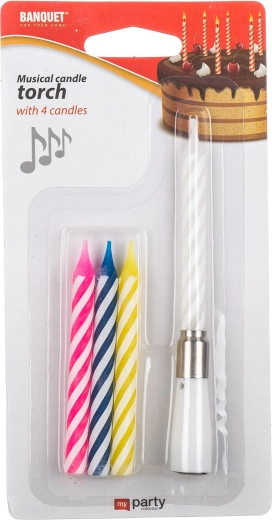 Banquet My Party vela de cumpleaños Music – soporte musical y velas en espiral (4 uds)