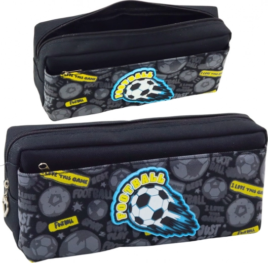 Estuche escolar con motivo de fútbol negro