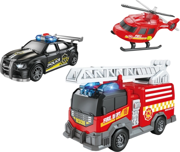PLEJO Vehículos de bomberos con sonido - 3 uds.