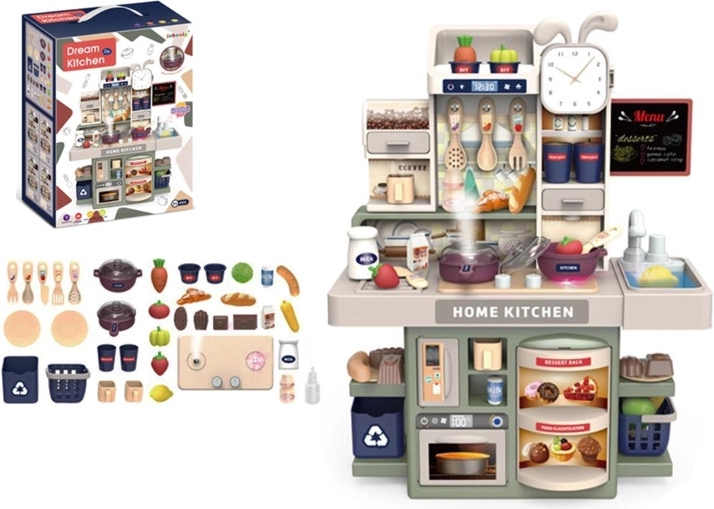 Cocina infantil con vapor, luz y accesorios, 42 cm