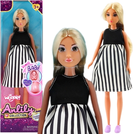 Muñeca Woopie Lily embarazada con vestido a rayas