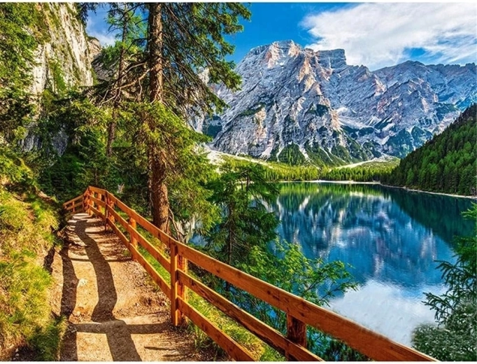 Norimpex pintura por números sendero junto a un lago de montaña 40 × 50 cm