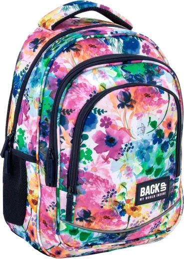 Set escolar BackUP Spring Flowers 2 en 1 – mochila y estuche equipado