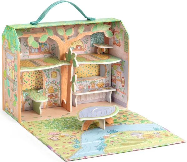 Maletín que se convierte en una casita en el árbol