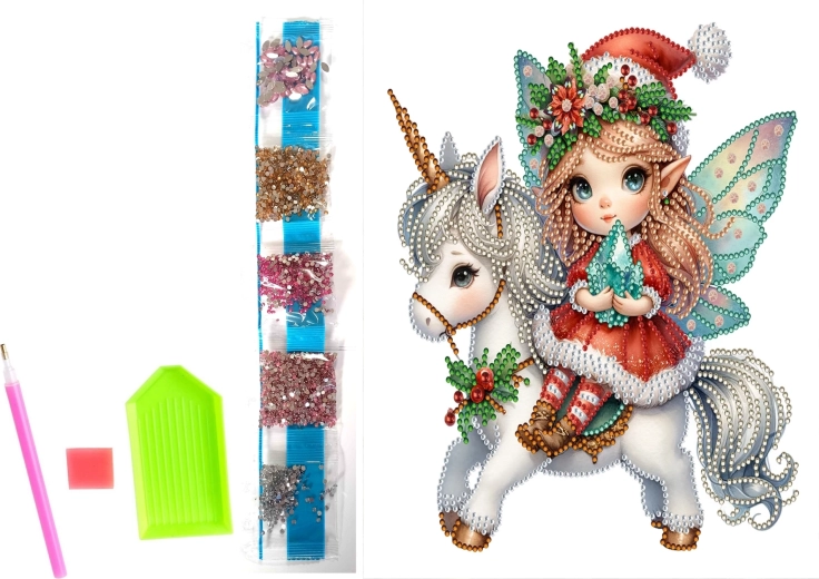 Pintura de diamantes sobre lienzo elfo navideño 23 × 30 cm