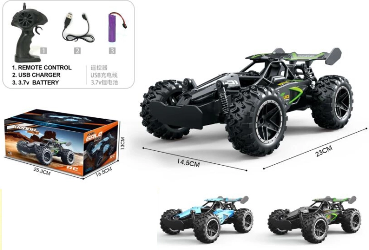 Coche RC Monster 1:18 con carga USB y batería