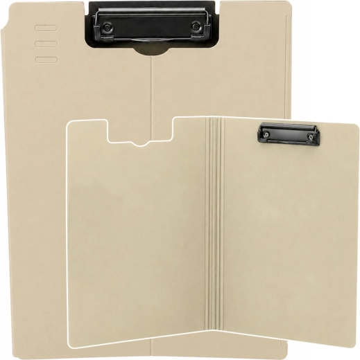 Portapapeles de plástico con tapa y clip metálico A4 beige - 1 unidad