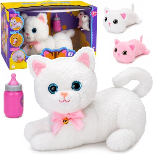 Gatita de peluche interactiva con biberón, sonidos, melodías y grabación de voz blanca - 1 unidad