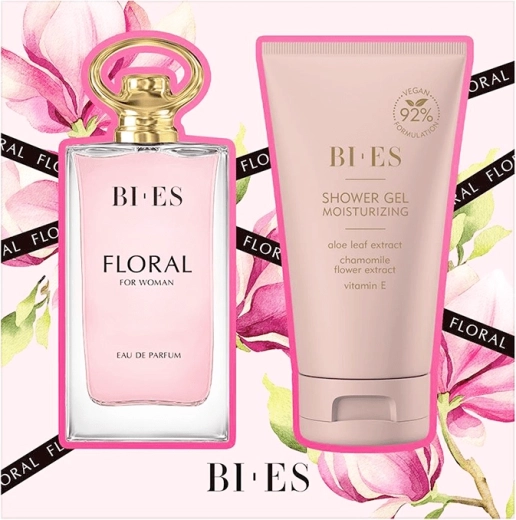 Set de regalo para mujer BI-ES Floral – agua perfumada 90 ml + gel de ducha 150 ml