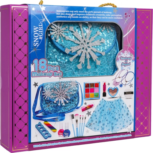 Set de maquillaje infantil con falda azul hielo