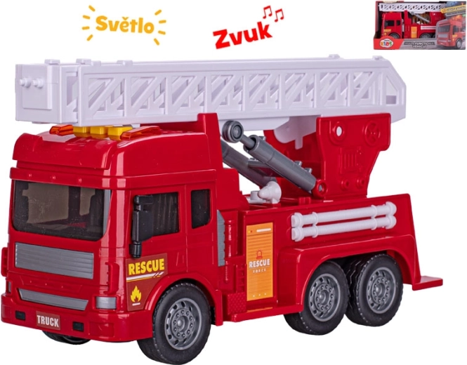Camión de bomberos con escalera extensible con luz y sonido 28 cm