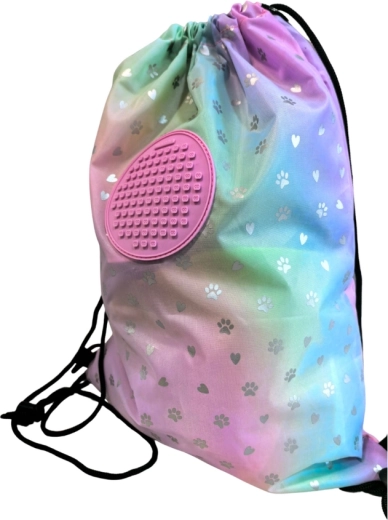 Pixie Crew mochila saco rosa con corazón y huellas