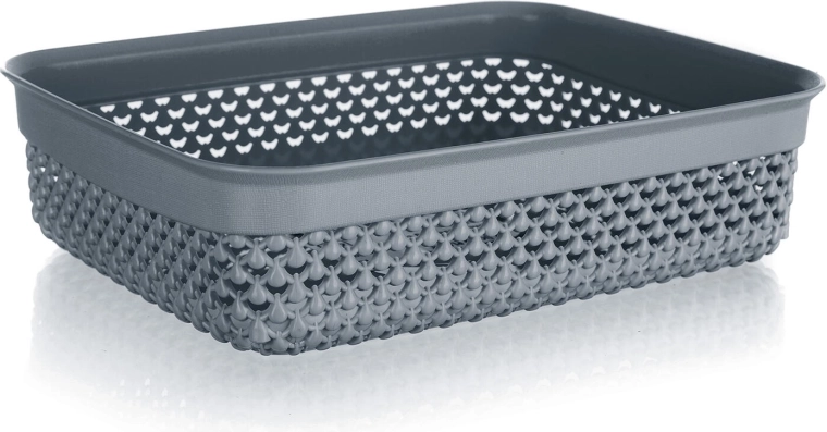 Cesta de almacenamiento de plástico 2,2 l antracita 24,5 × 19,5 × 6 cm