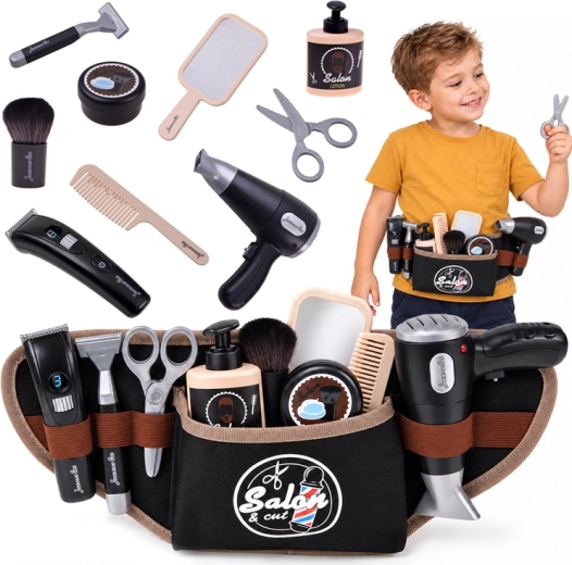 Set de barbería infantil con cinturón y accesorios