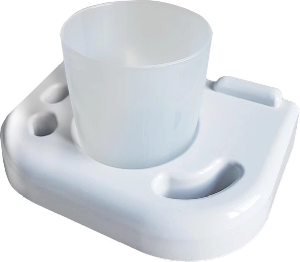 Soporte para vaso de baño con vaso blanco, plástico, 15,9 × 11 × 4 cm