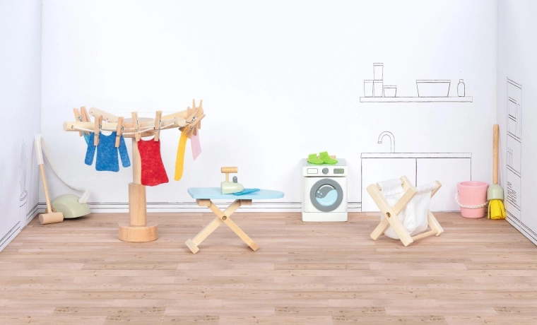 Goki accesorios de lavandería para casa de muñecas
