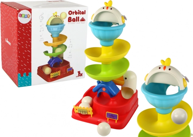 Pista sensorial de bolitas con pollito y huevitos