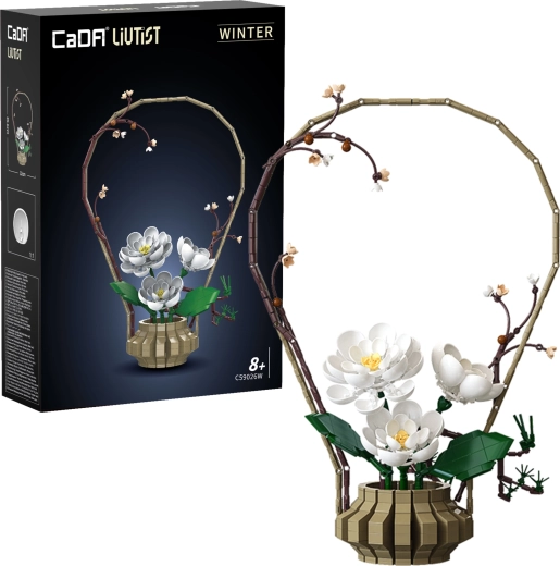 Set de construcción CaDA Floral Art Winter Silence – decoración floral de 49,6 cm, 1001 piezas