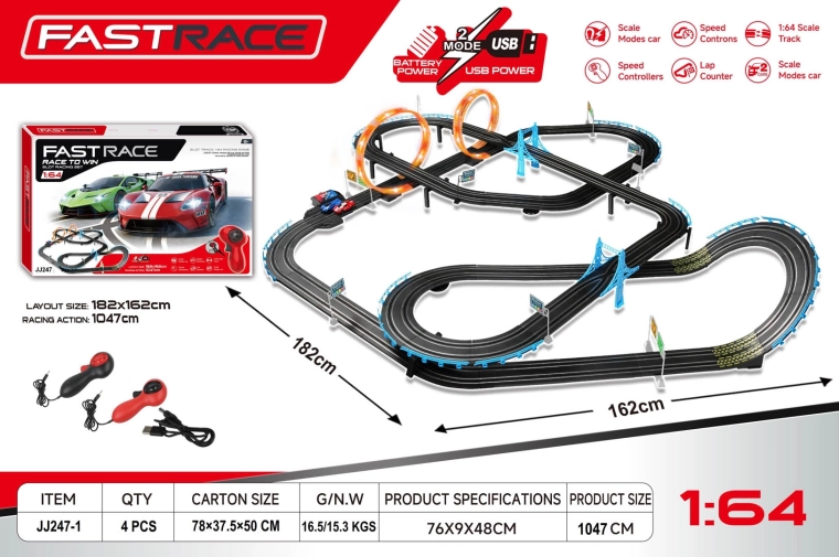 Pista de carreras Toyota con control remoto a escala 1:64