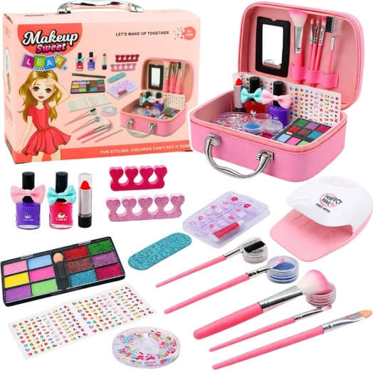 Neceser cosmético infantil con set para uñas y secador