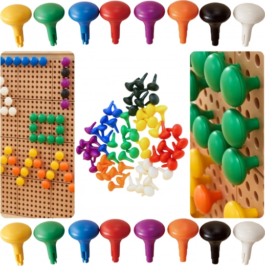 Clavijas jumbo Masterkidz para tablero STEM, 64 uds – 8 colores
