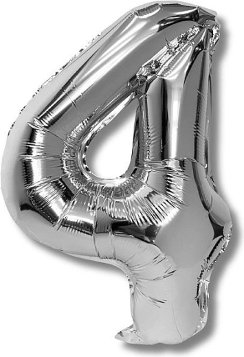 Globo de foil número 4 plateado 40 cm