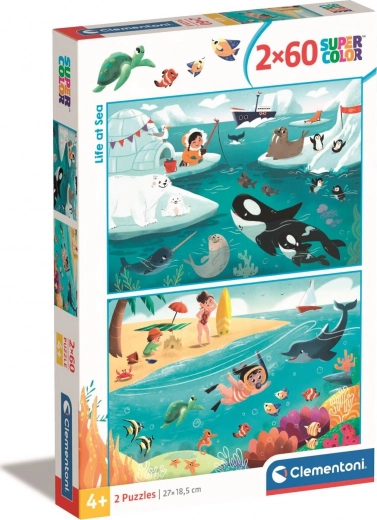 Clementoni Puzzle Vida en el mar 2x60 piezas