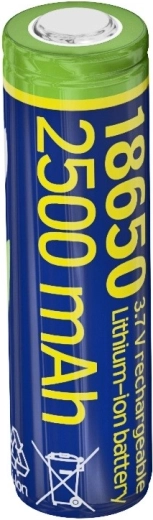 Acumulador Li-ion 18650 3,7 V 2500 mAh (10C) con polos planos