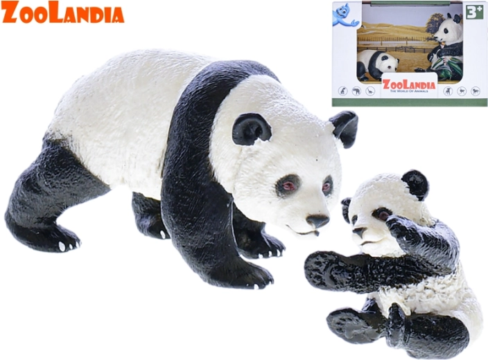 Zoolandia panda con cría – figura realista de plástico