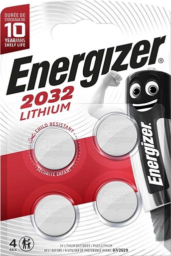 Pila de botón de litio Energizer CR2032, 4 uds.
