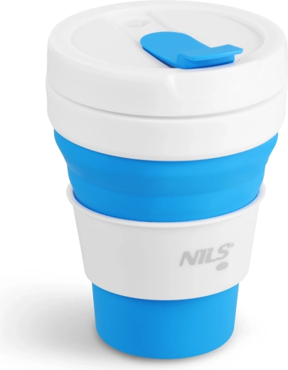 Taza de viaje plegable de silicona NILS Camp 475 ml azul