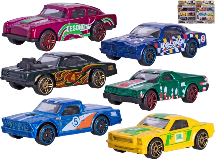 Coches metálicos de 7 cm con rueda libre – set de 6 unidades