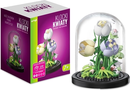 Kit de construcción de tulipanes en un sombrero decorativo (139 piezas)