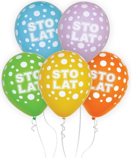 Globos «Sto lat» 30 cm, set de 5 uds
