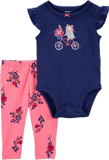 Set de 2 piezas Carter's para bebé: body de manga corta y leggings navy bike (niña) – NB