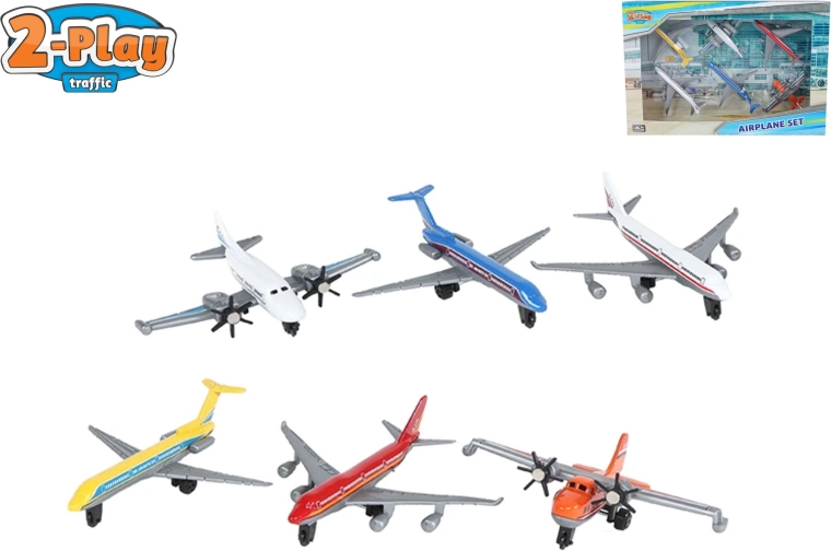 Set de modelos de aviones de pasajeros 2‑Play Traffic – 6 piezas