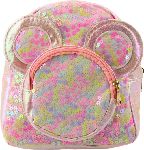 Mochila infantil con lentejuelas y orejas de ratón rosa