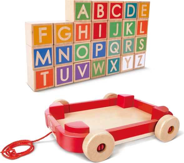Carrito de arrastre con bloques con el abecedario