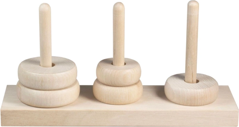 Torre de Hanói de madera 20 × 10 cm – rompecabezas lógico