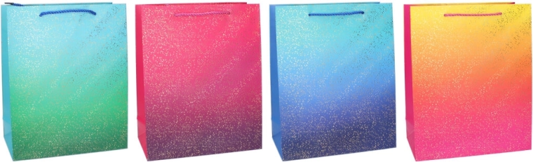 Bolsa de regalo S 18 × 23 × 8 cm, para todo el año, degradado con lunares metalizados