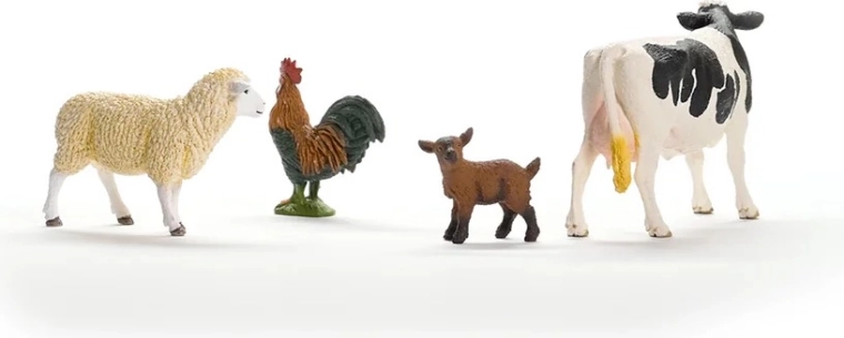 4 animales de granja populares en un solo set