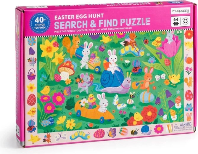 Puzzle Mudpuppy Busca y encuentra: búsqueda de huevos de Pascua, 64 piezas