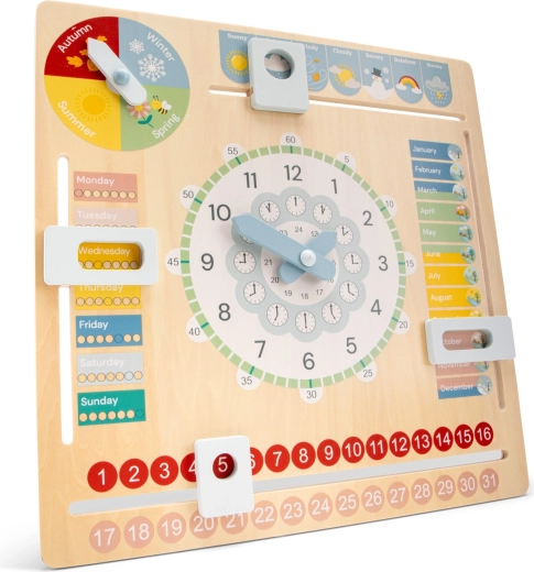 Calendario educativo de madera con reloj Woet